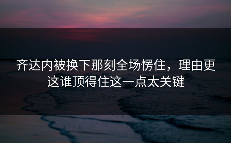 齐达内被换下那刻全场愣住，理由更这谁顶得住这一点太关键