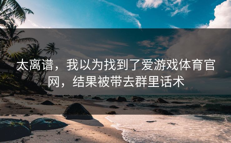太离谱，我以为找到了爱游戏体育官网，结果被带去群里话术